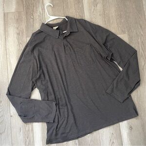 Pact Slub Polo Shirt field midweight long sleeve mens Gray xxlarge preppy casual